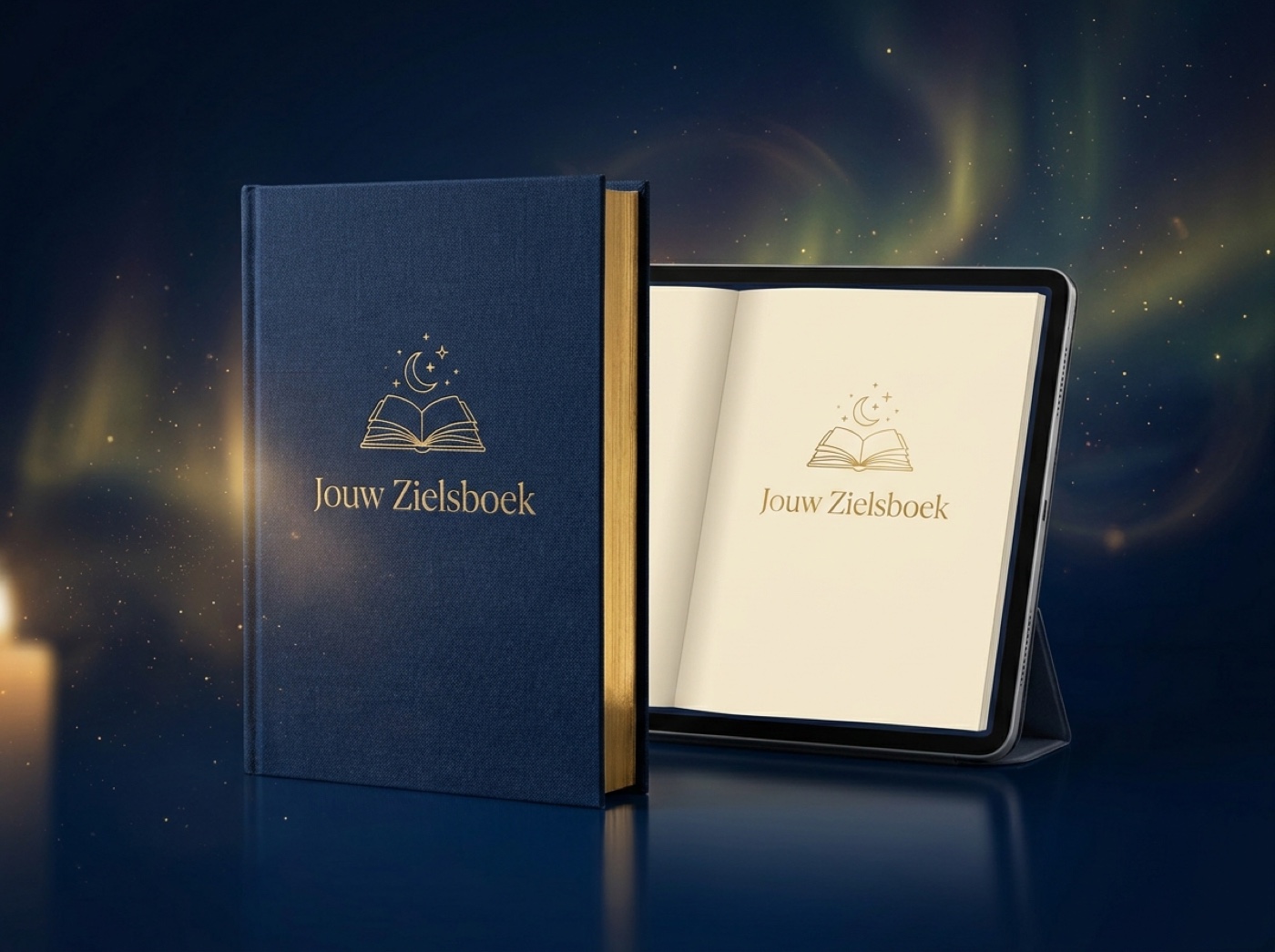 Jouw Zielsboek als gebonden boek en als digitale versie op een tablet